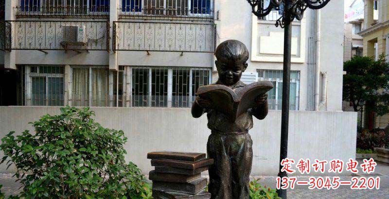 甘肃校园念书的小男孩景观铜雕