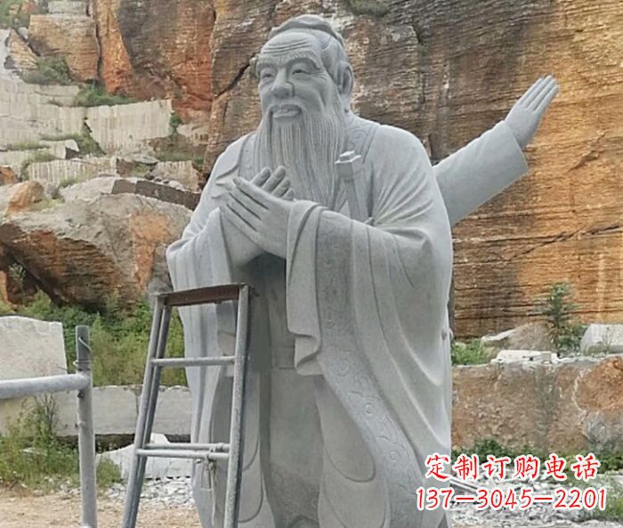 甘肃校园人物大理石孔子石雕