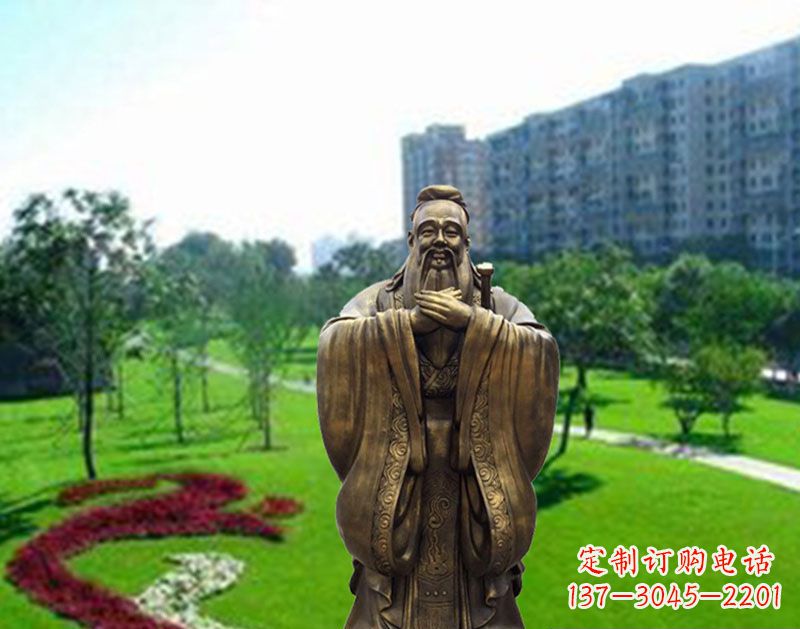 甘肃学校孔子行教像铜雕