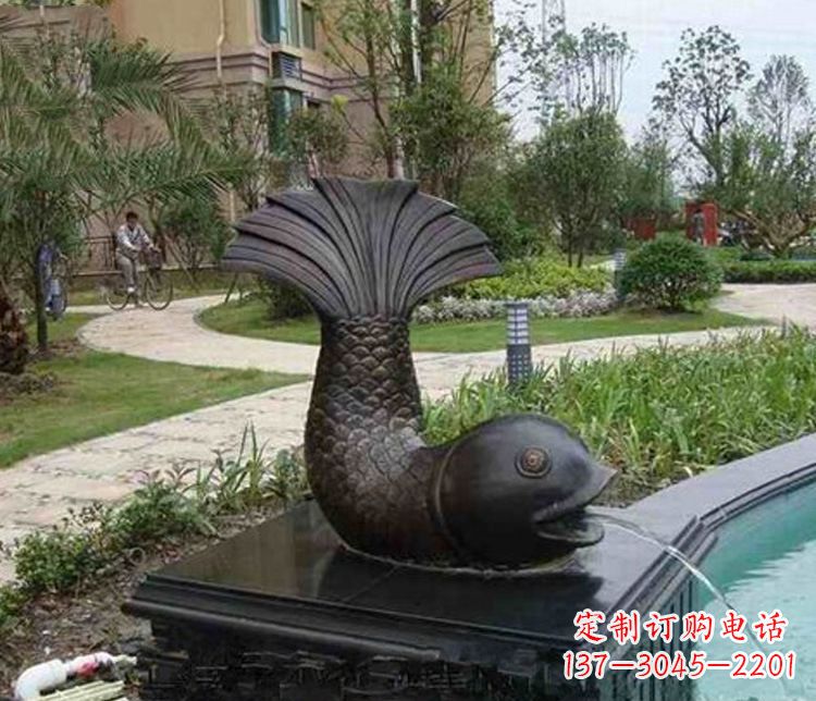 甘肃鱼喷泉铜雕