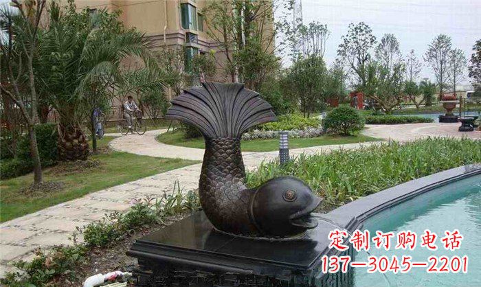 甘肃鱼式喷泉小区景观铜雕