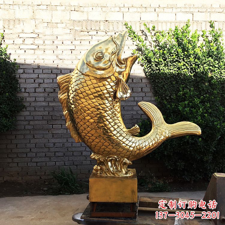 甘肃鱼跃景观铜雕-纯铜铸造企业商场动物雕塑摆件