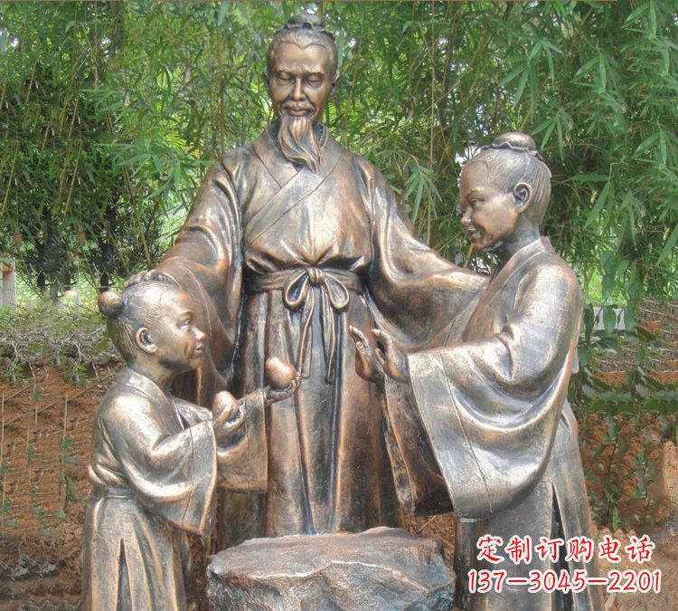 甘肃寓言故事铜雕_孔融让梨