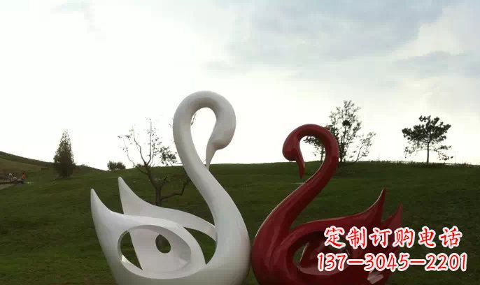 甘肃园林不锈钢抽象天鹅雕塑