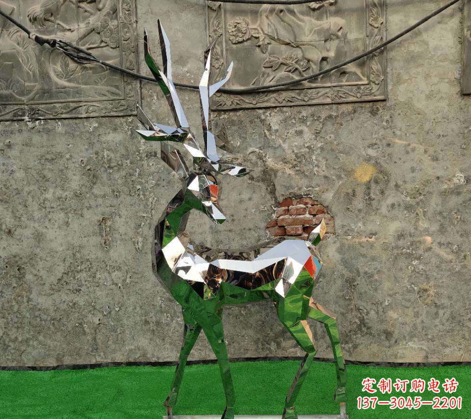 甘肃园林不锈钢抽象小鹿雕塑