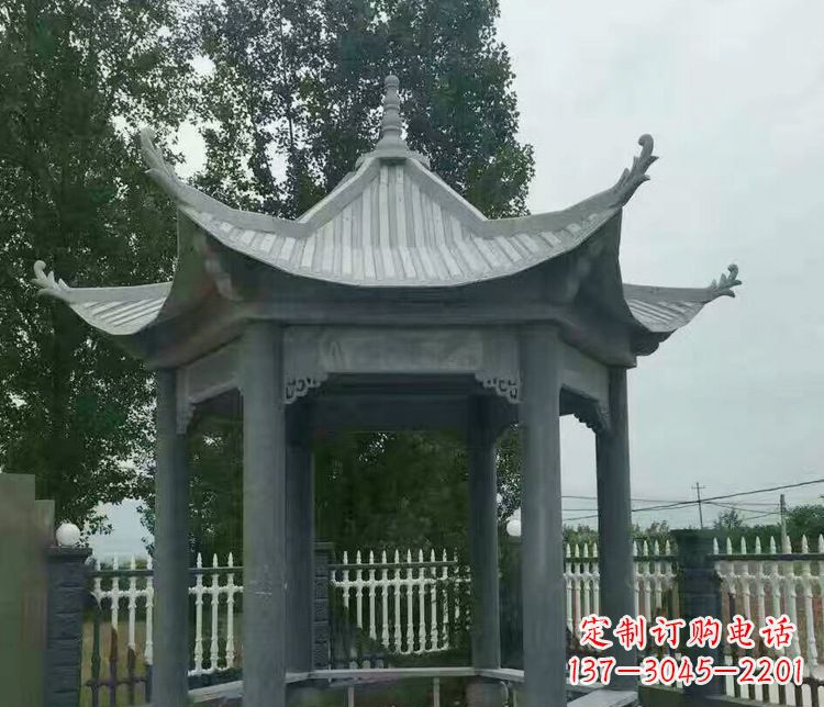甘肃园林仿古石凉亭景观石雕 (2)
