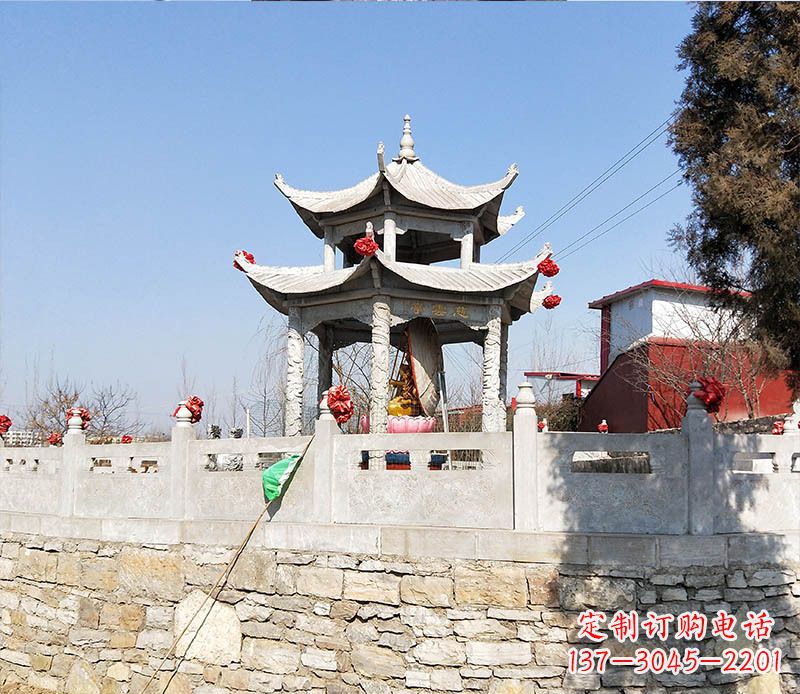 甘肃园林仿古双层石凉亭景观石雕 (3)