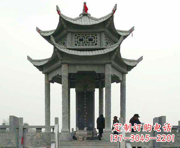 甘肃园林仿古双层石凉亭景观石雕