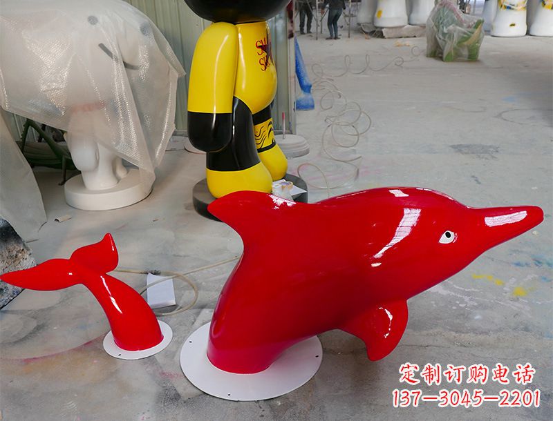 甘肃园林广场创意海豚入水出水雕塑摆件