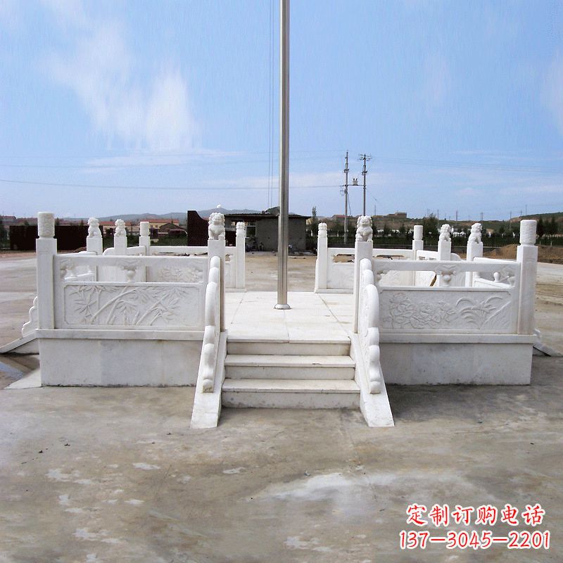 甘肃园林广场升旗台汉白玉石雕国旗台