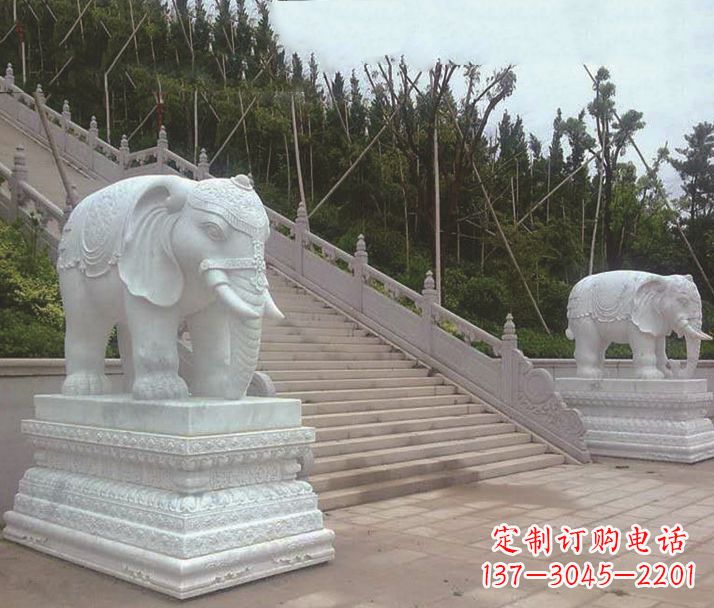 甘肃园林汉白玉大象景观石雕