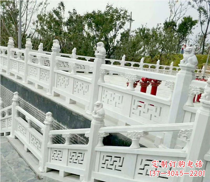 甘肃园林汉白玉栏板景观石雕 (2)