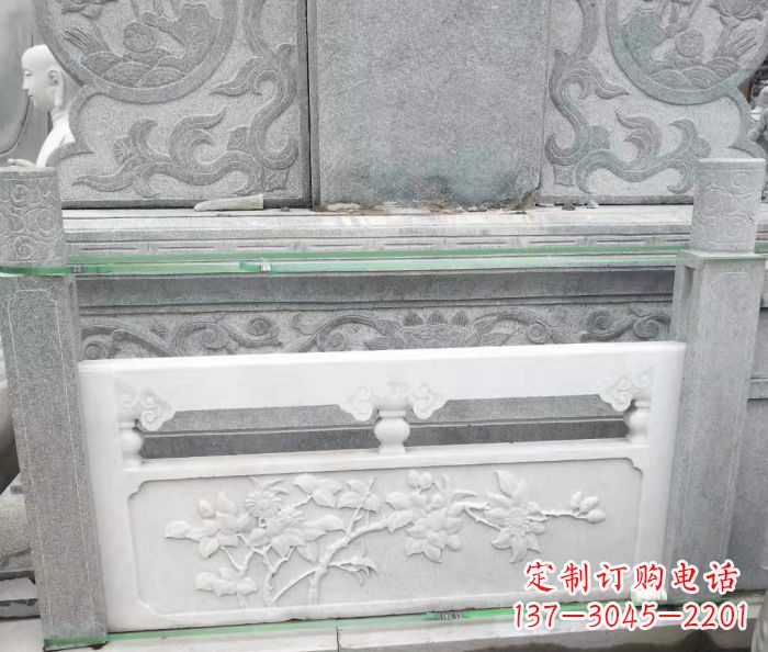 甘肃园林汉白玉石浮雕栏板 (3)