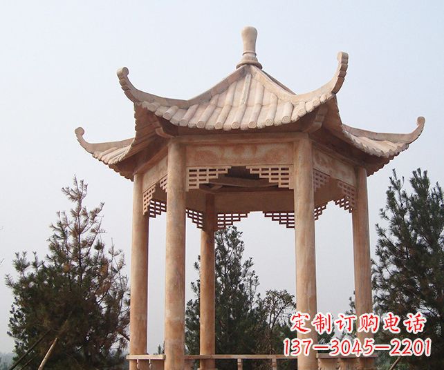 甘肃园林景观单层石雕凉亭 (3)