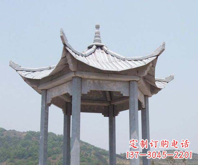 甘肃园林景观单层石雕凉亭 (2)