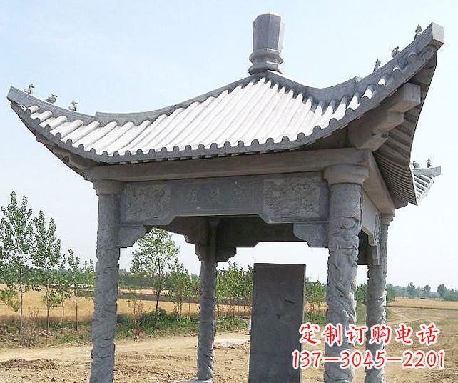 甘肃园林景观单层石雕凉亭 (4)