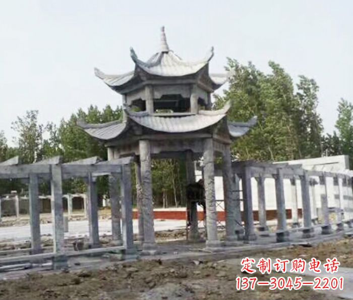 甘肃园林景观多层凉亭石雕 (2)