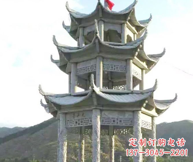 甘肃园林景观多层凉亭石雕 (3)