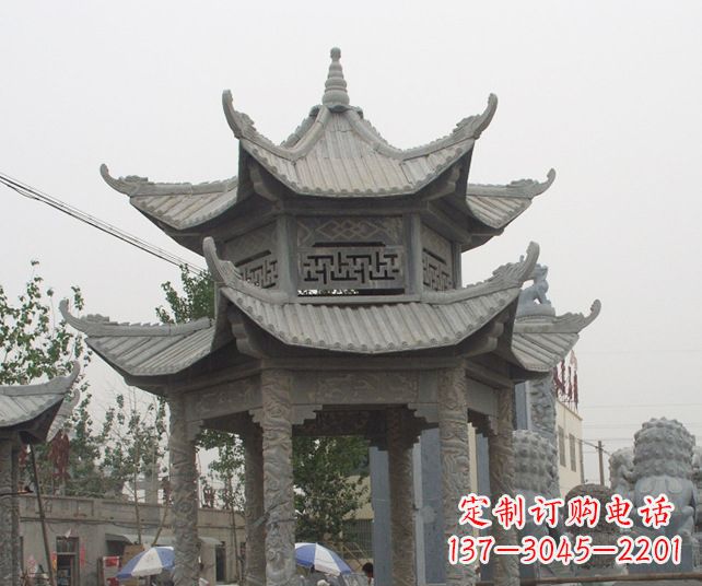 甘肃园林景观仿古石雕凉亭 (2)
