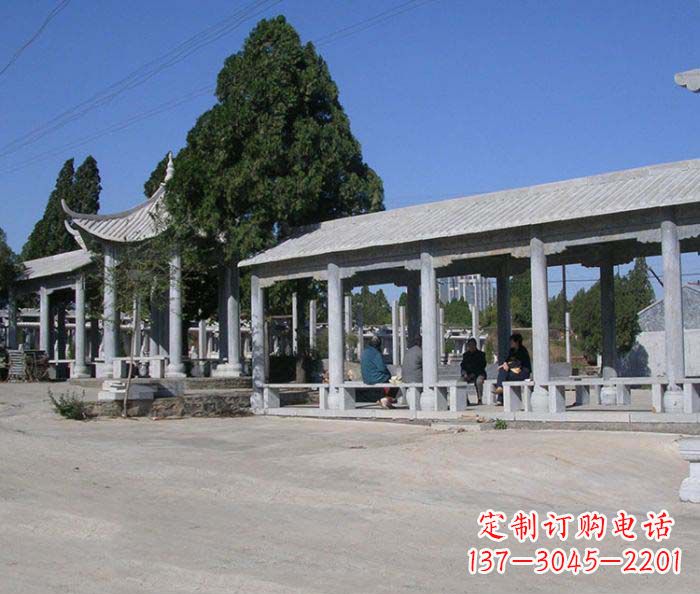 甘肃园林景观仿古石雕长廊凉亭 (2)