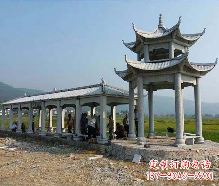 甘肃园林景观仿古石雕长廊凉亭