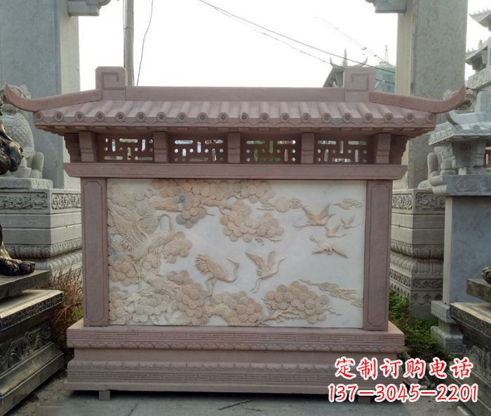 甘肃园林景观松鹤石浮雕影壁