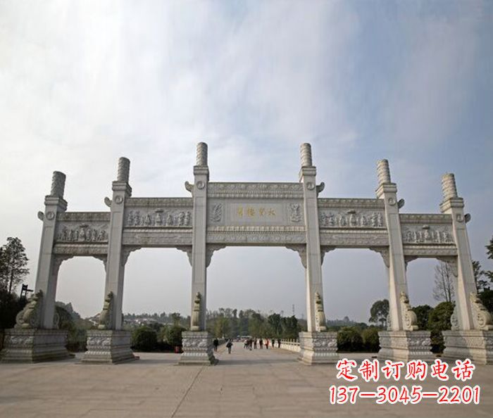 甘肃园林景观五门石雕牌坊