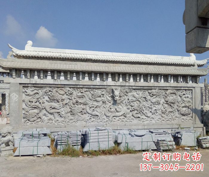 甘肃园林九龙壁石雕影壁 (3)