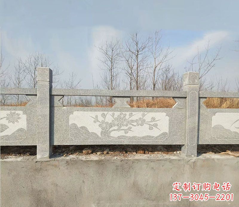 甘肃园林梅花石浮雕栏板景观石雕