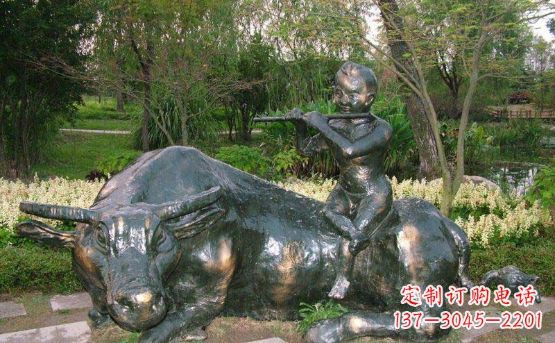甘肃园林牧童牛景观铜雕