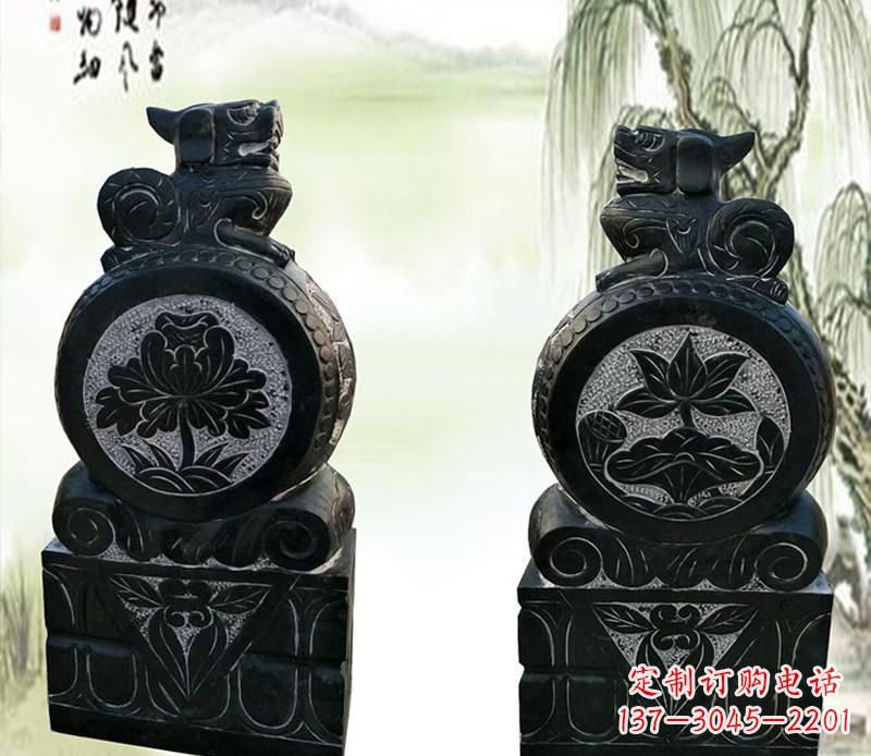 甘肃园林貔貅门墩石雕