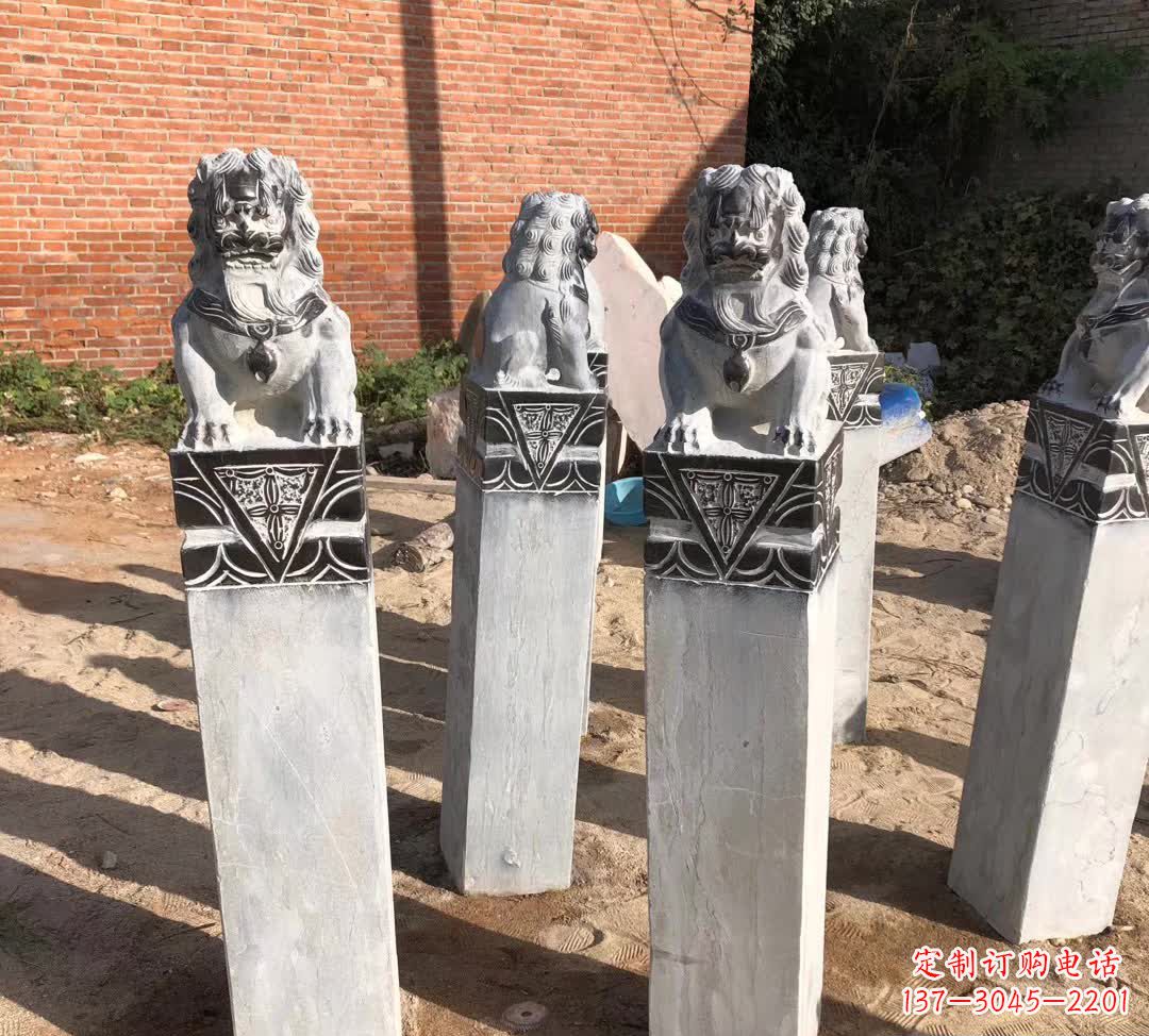甘肃园林石雕狮子拴马桩