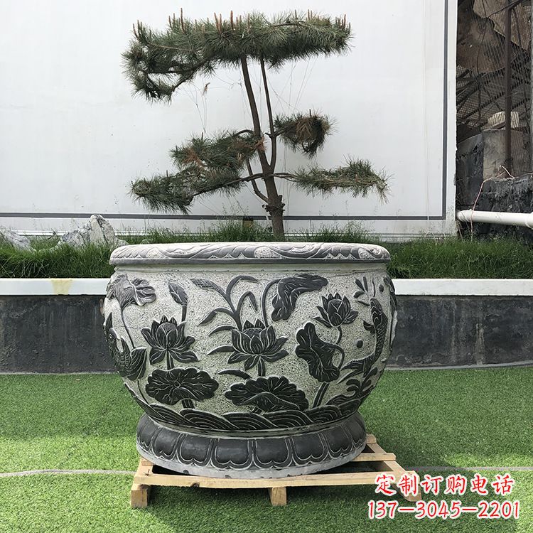 甘肃园林石雕水缸