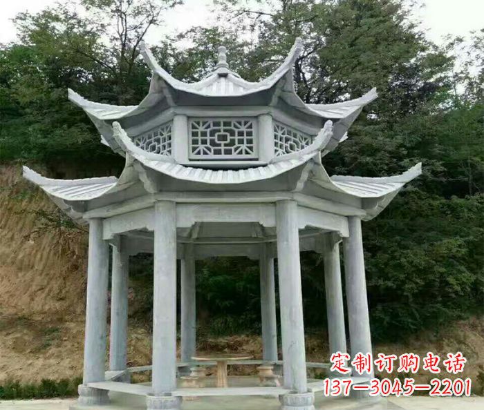 甘肃园林双层凉亭石雕 (2)