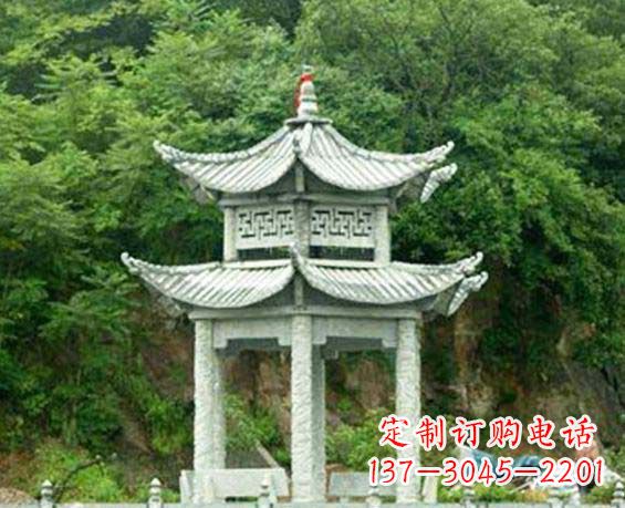 甘肃园林双层六角石凉亭景观石雕