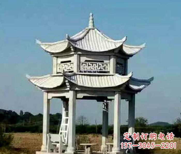 甘肃园林双层石雕凉亭 (2)