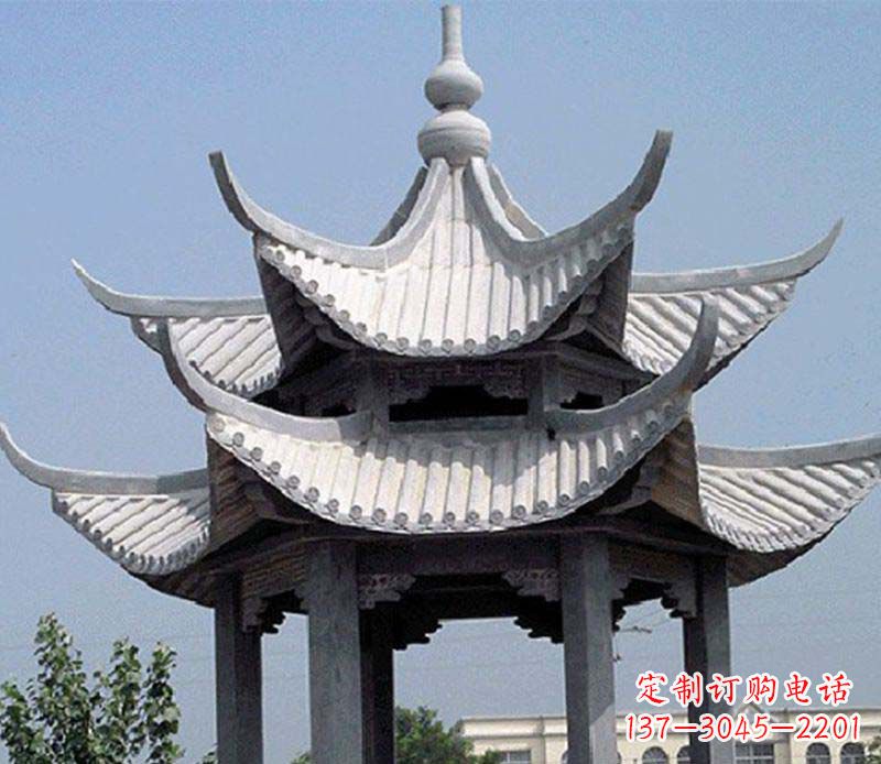 甘肃园林双层石凉亭景观石雕