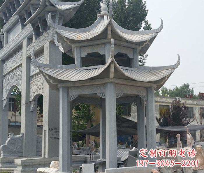 甘肃园林双层石雕凉亭