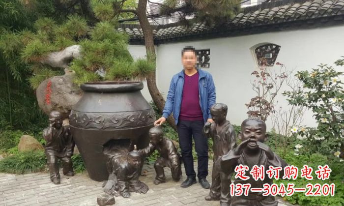 甘肃园林司马光砸缸铜雕 (2)