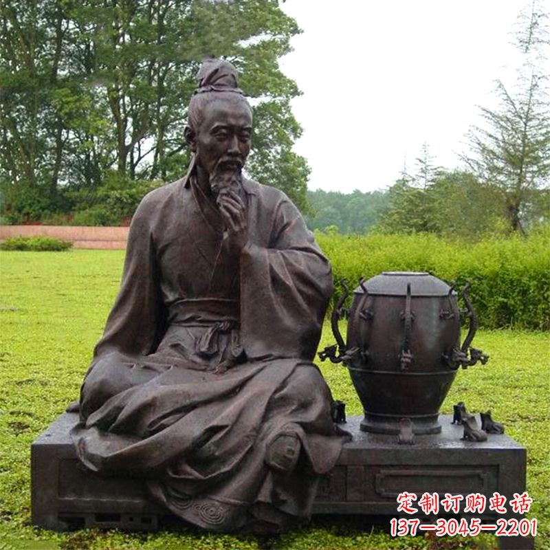 甘肃张衡与地动仪铜雕景观-公园园林历史名人情景雕塑