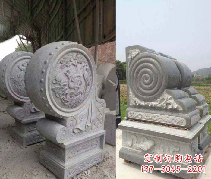 甘肃招财抱鼓石大理石门墩
