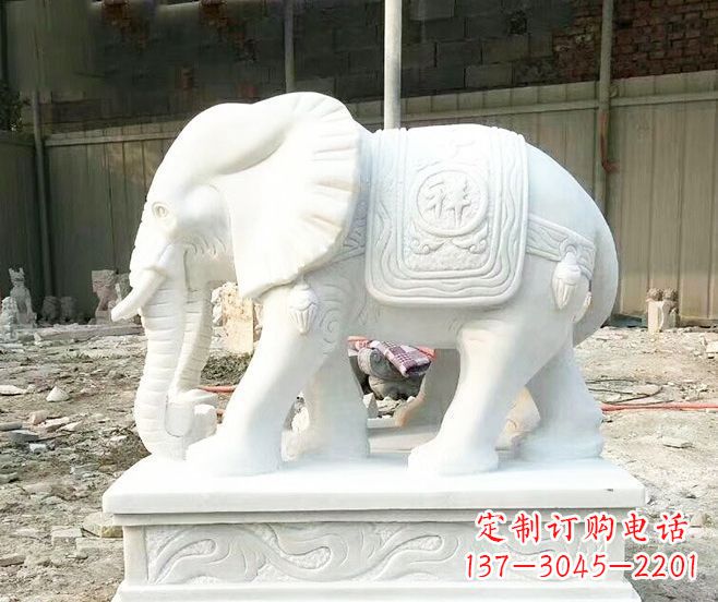 甘肃招财动物汉白玉大象石雕 (3)