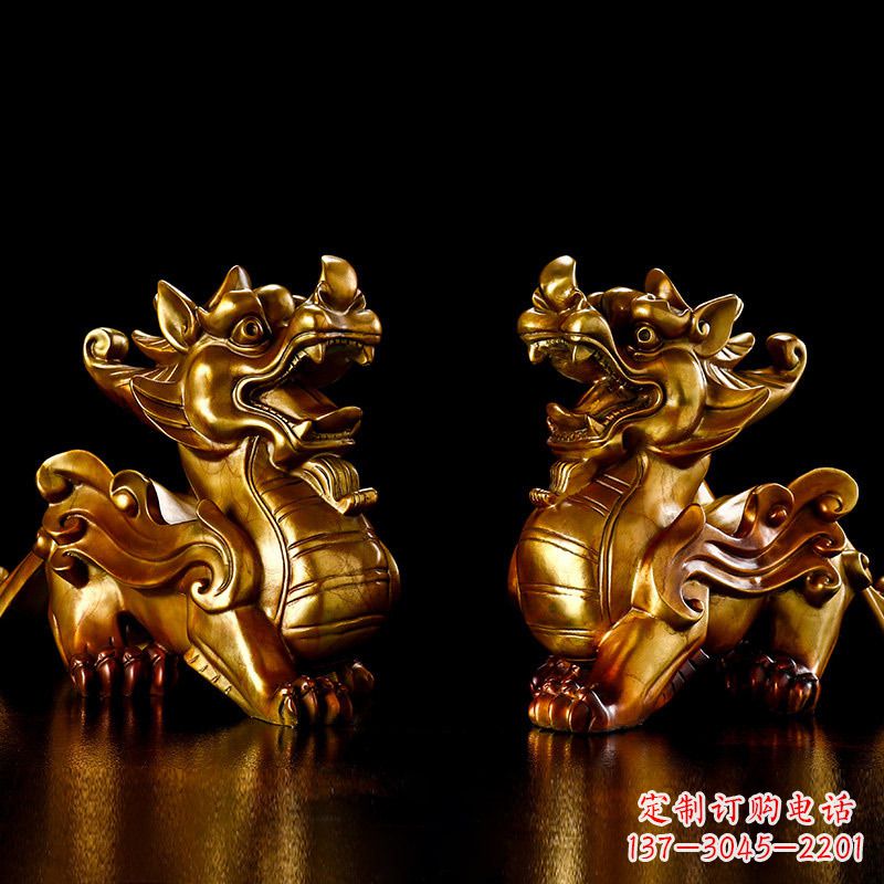 甘肃招财黄铜貔貅雕塑摆件