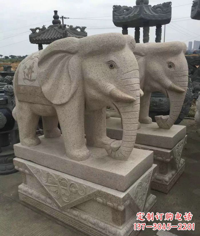 甘肃招财进宝大理石大象石雕
