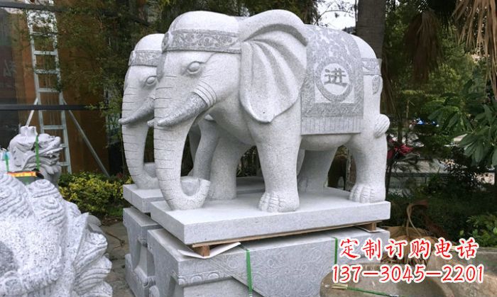 甘肃招财进宝大理石门口大象雕塑