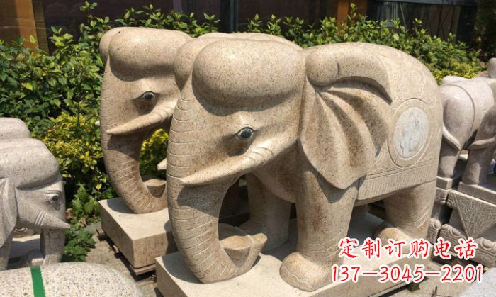 甘肃招财进宝砂岩大象石雕