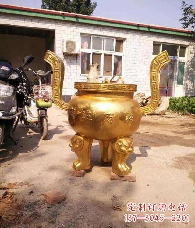 甘肃招财进宝香炉寺庙铜雕