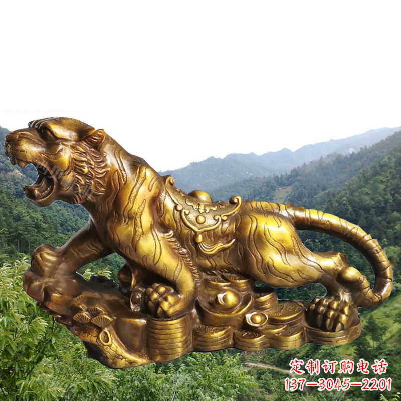 甘肃招财老虎漆金12生肖动物雕塑