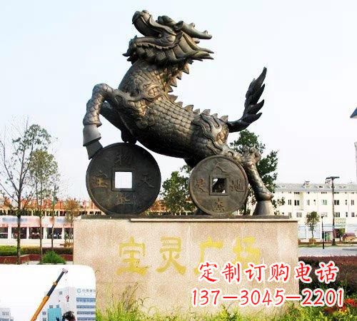 甘肃招财麒麟铜雕