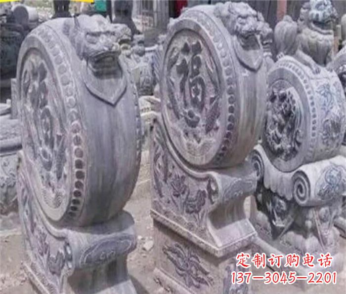 甘肃招财石门墩仿古抱鼓石